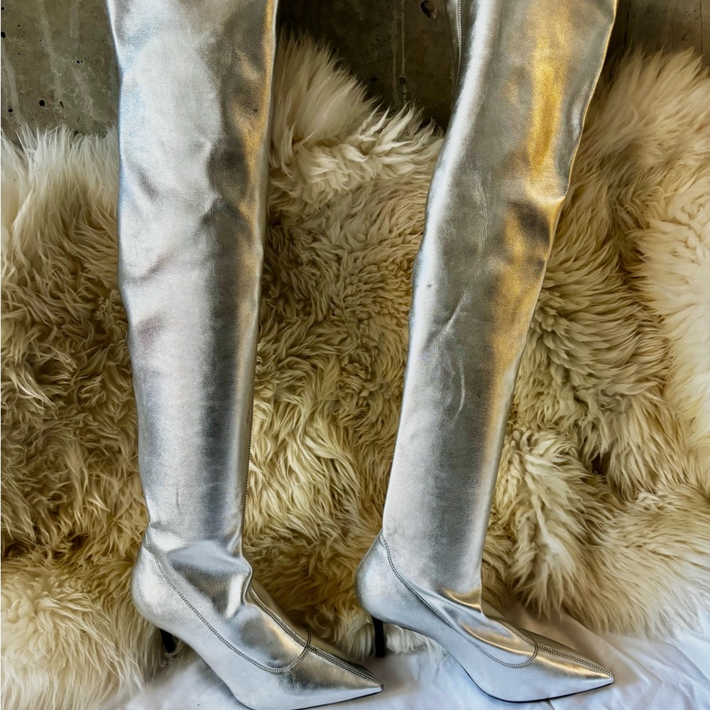 Giuseppe Zanotti Silver Over the Knee Boots